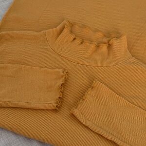 Ruffled Marigold Long Sleeve Slim Tee